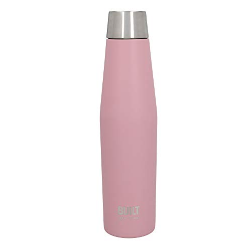 BUILT Apex Thermos-Wasserflasche mit Deckel, Auslaufsicher, 18/10 Edelstahl, Wiederverwendbar, Sweat-Proof, 100 % BPA-frei, helles Pink, 540 ml von Built