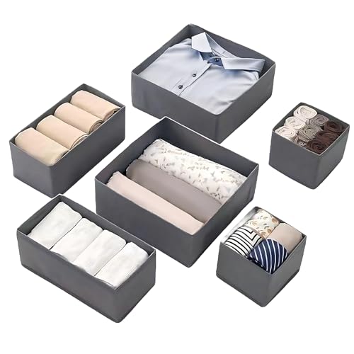 Buithafu 12er-Set Schubladenorganizer, Schubladen Organizer, Strapazierfähiger Stoff, waschbar, mit Stützleisten am Boden, kleine Aufbewahrungsboxen für Badezimmer, Schrank, Kommode, dunkelgrau von Buithafu