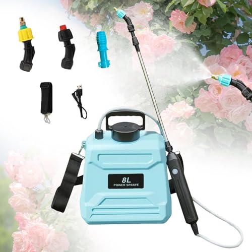 Buithafu Drucksprüher 8 Liter, 7.4V Stärker Elektrische Gartenspritze mit 3 Nebeldüsen, 200 Minuten Tragbar Gartenspritze, Elektrischer Pflanzensprüher mit Verstellbarem Schultergurt (8 L) von Buithafu
