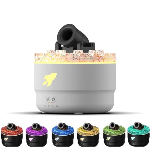 Buithafu Cannon Aroma Diffusor mit Rauchring- Effekt – Magma- Design, 7 LED- Farben, 200ml Wassertank, Timer- Funktion – Ideal für Aromatherapie, Luftbefeuchtung& Dekoration von Buithafu
