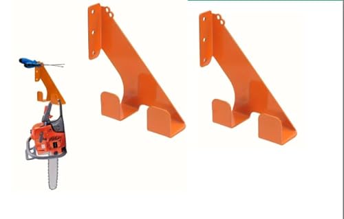 Buithafu Kettensäge Wandhalterung (2er Set) – Robuster Eisen-Halter bis 68kg | Mit Gummischutz für Griffe | Horizontal/Vertikal montierbar | Für Garage & Werkstatt (Orange) von Buithafu