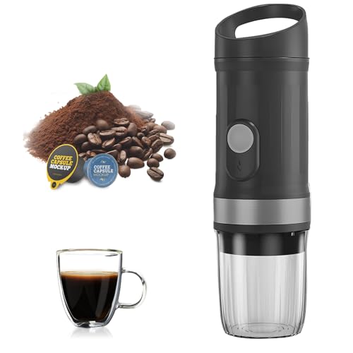 Buithafu Tragbare Espresso- Kaffeemaschine Kompatibel mit Nespresso& Dolce Gusto Kapsel, Camping, Wandern,Bergsteigen, eine Tasse Kaffee, Schwarz von Buithafu