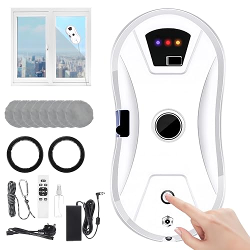 Fensterputzroboter Automatischer Fensterreinigungsroboter Fensterroboter Mit Wasserstrahl, Fensterreiniger Roboter Elektrisch Fenstersauger 5600pa Starke Saugkraft für Große Außenfenster von Buithafu