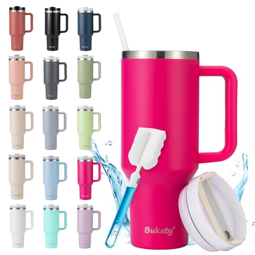 Bukaty Thermobecher mit Strohhalm und Henkel 40oz/1.2L,Großer Trinkbecher mit Deckel und Strohhalm,Kaffeebecher to go Thermo,Edelstahl Vakuum Isolierbecher Tragbare Autobecher für Kalte Heiße Getränke Bukaty Thermobecher mit Strohhalm und Henkel 40oz/1.2L,Großer Trinkbecher mit Deckel und Strohhalm,Kaffeebecher to go Thermo,Edelstahl Vakuum Isolierbecher Tragbare Autobecher für Kalte Heiße Getränke von Bukaty