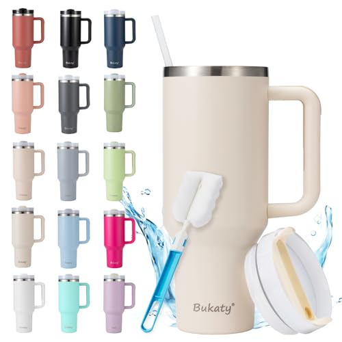 Bukaty Thermobecher mit Strohhalm und Henkel 40oz/1.2L,Großer Trinkbecher mit Deckel und Strohhalm,Kaffeebecher to go Thermo,Edelstahl Vakuum Isolierbecher Tragbare Autobecher für Kalte Heiße Getränke Bukaty Thermobecher mit Strohhalm und Henkel 40oz/1.2L,Großer Trinkbecher mit Deckel und Strohhalm,Kaffeebecher to go Thermo,Edelstahl Vakuum Isolierbecher Tragbare Autobecher für Kalte Heiße Getränke von Bukaty