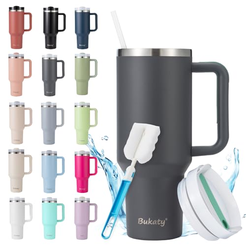 Bukaty Thermobecher mit Strohhalm und Henkel 40oz/1.2L,Großer Trinkbecher mit Deckel und Strohhalm,Kaffeebecher to go Thermo,Edelstahl Vakuum Isolierbecher Tragbare Autobecher für Kalte Heiße Getränke Bukaty Thermobecher mit Strohhalm und Henkel 40oz/1.2L,Großer Trinkbecher mit Deckel und Strohhalm,Kaffeebecher to go Thermo,Edelstahl Vakuum Isolierbecher Tragbare Autobecher für Kalte Heiße Getränke von Bukaty