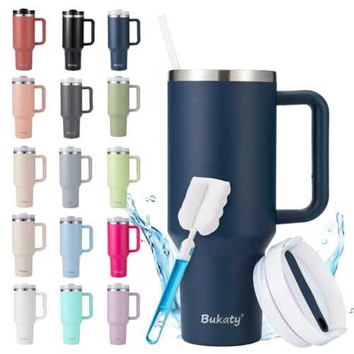 Bukaty Thermobecher mit Strohhalm und Henkel 40oz/1.2L,Großer Trinkbecher mit Deckel und Strohhalm,Kaffeebecher to go Thermo,Edelstahl Vakuum Isolierbecher Tragbare Autobecher für Kalte Heiße Getränke Bukaty Thermobecher mit Strohhalm und Henkel 40oz/1.2L,Großer Trinkbecher mit Deckel und Strohhalm,Kaffeebecher to go Thermo,Edelstahl Vakuum Isolierbecher Tragbare Autobecher für Kalte Heiße Getränke von Bukaty