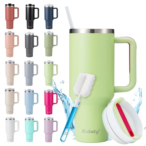 Bukaty Thermobecher mit Strohhalm und Henkel 40oz/1.2L,Großer Trinkbecher mit Deckel und Strohhalm,Kaffeebecher to go Thermo,Edelstahl Vakuum Isolierbecher Tragbare Autobecher für Kalte Heiße Getränke Bukaty Thermobecher mit Strohhalm und Henkel 40oz/1.2L,Großer Trinkbecher mit Deckel und Strohhalm,Kaffeebecher to go Thermo,Edelstahl Vakuum Isolierbecher Tragbare Autobecher für Kalte Heiße Getränke von Bukaty