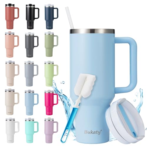 Bukaty Thermobecher mit Strohhalm und Henkel 40oz/1.2L,Großer Trinkbecher mit Deckel und Strohhalm,Kaffeebecher to go Thermo,Edelstahl Vakuum Isolierbecher Tragbare Autobecher für Kalte Heiße Getränke Bukaty Thermobecher mit Strohhalm und Henkel 40oz/1.2L,Großer Trinkbecher mit Deckel und Strohhalm,Kaffeebecher to go Thermo,Edelstahl Vakuum Isolierbecher Tragbare Autobecher für Kalte Heiße Getränke von Bukaty