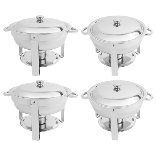 4 Stück Chafing Dish Buffet Set, Silber Catering Chafer Warmer Set Buffetgeschirr Warmhalte-Set, für Restaurants Buffets Snackbars 41 * 25cm von Bukeey