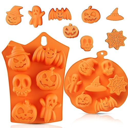 Bukezudang Halloween Kürbis Silikon Backform 2 Stück - Schokolade DIY Formen für Küche Backen von Bukezudang