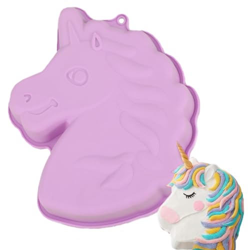 Silikonformen Einhorn Backform, Unicorn Baking Mould, Einhorn-Kuchenform,Kuchenform Kinder, Form 3d Cartoon Silikon, Backform Pferd, Für Party Geburtstage, Backen Kindergeburtstag Silikonform - lila von Bukezudang