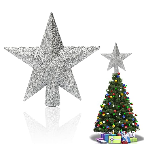 Stern für die Weihnachtsbaum, Glänzender Weihnachtsstern, Christbaumspitze in Stern-Form, Stern für die Weihnachtsbaum, Weihnachtsbaumspitzen, Für weihnachtsbaumschmuck Party Dekoration, Silber von Bukezudang