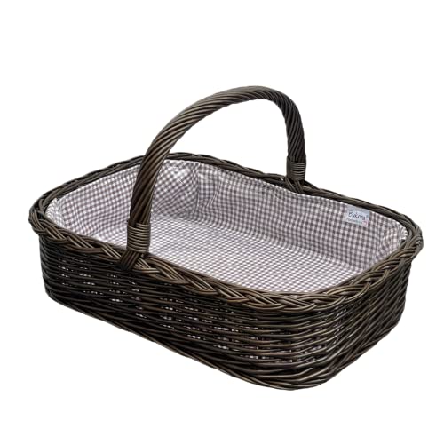 Bukora® Korbablett in Braun gebeizter Weide mit Futter Braun fein kariert von Bukora