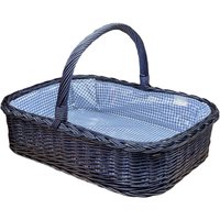 Bukora® Korbtablett in Blau Gebeizter Weide Mit Futter Fein Kariert von Bukora