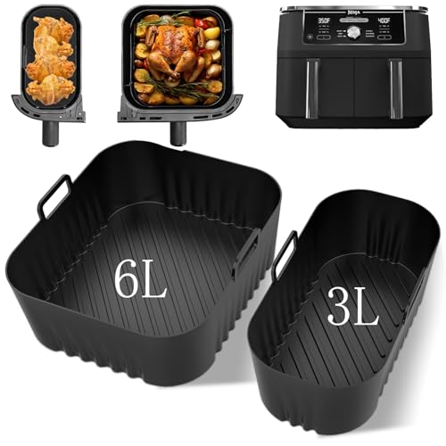 Bukuhlio 2 Stück Silikonform Heißluftfritteuse Zubehör für Philips Dual Basket Airfryer 3000/5000-serie 6L/3L, Wiederverwendbares Heißluftfritteusen-Einsatzzubehör für Philips NA350 Airfryer Zubehör Bukuhlio 2 Stück Silikonform Heißluftfritteuse Zubehör für Philips Dual Basket Airfryer 3000/5000-serie 6L/3L, Wiederverwendbares Heißluftfritteusen-Einsatzzubehör für Philips NA350 Airfryer Zubehör von Bukuhlio