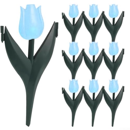 12er Set Zierzaun Gartenzaun Tulpe für Terrassen und Gehwege (blaue Blumen) von Bulevisiter