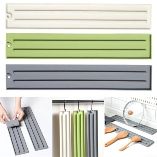 2 Stück Silikon-Abflussmatten mit hitzebeständigen und rutschfesten Funktionen für Topfdeckel-Aufbewahrung und Arbeitsplattenschutz (weiß) von Bulevisiter