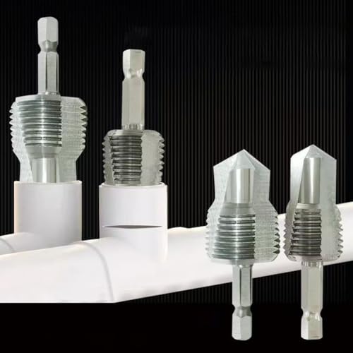 3-in-1-Gewindebohrer mit drei Klingen für PPR-Rohrreparatur – Gewindeschneidbohrer-Erweiterungswerkzeug für sechseckige 4-Punkt-Wasserrohre, 20 mm, 25 mm Metall-Bit-Set (20 mm + 25 mm) von Bulevisiter