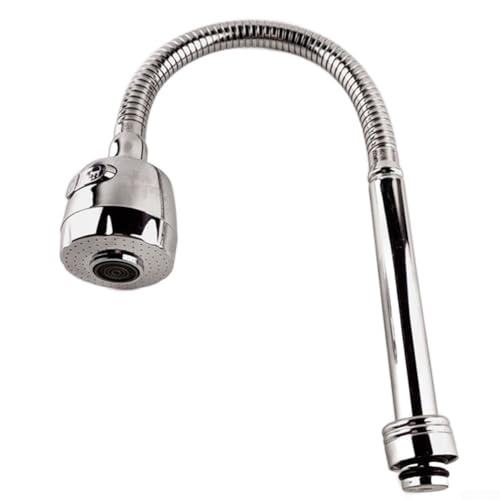 360° drehbare Küchenspüle Wasserhahn mit flexiblem Schlauch, Edelstahl Doppelfunktion Düsenarmatur für Einzel-Doppelwaschbecken, Silber von Bulevisiter