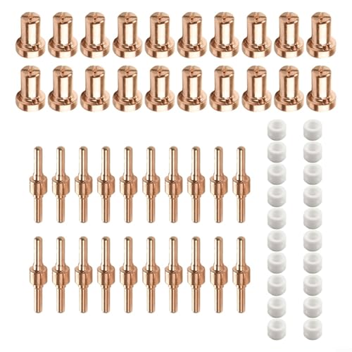60 Stück Plasmaschneider Verbrauchsmaterialien Set, Kupferelektroden Düsenspitzen, erweiterter Verteiler kompatibel mit Taschenlampe CUT40 Plasmaschneidmaschine von Bulevisiter