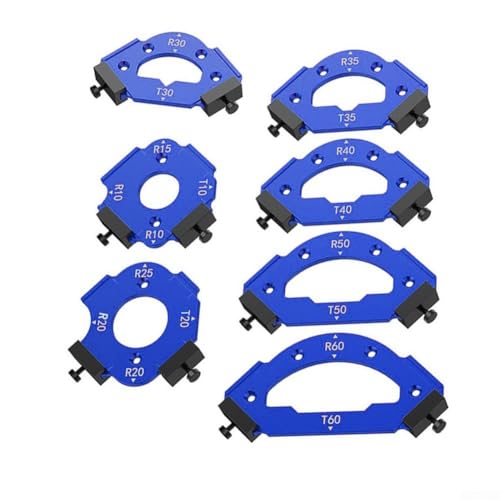 7 Stück Tischeckenfräser Jig Radius Schablonen-Set R10-R60 Aluminiumlegierung Holzbearbeitung Eckvorrichtung für Schrankkanten Innen- Außenecken Blau von Bulevisiter