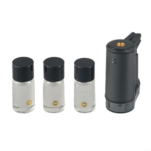 Auto Air Vent Luftbefeuchter und Aroma Diffusor Automatische Duftdiffusion Kompaktes Design mit 3 ätherischen Ölen Stilvolles Metall (Schwarz) von Bulevisiter