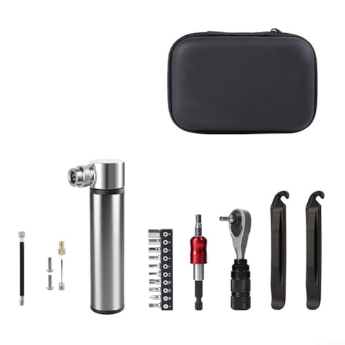 Bike Repair Tool Kit Set, Fahrräder Multi-Tool Kit, Tragbares Flicken Reparaturset, inklusive Pumpe und kompakter Aufbewahrungsbox von Bulevisiter