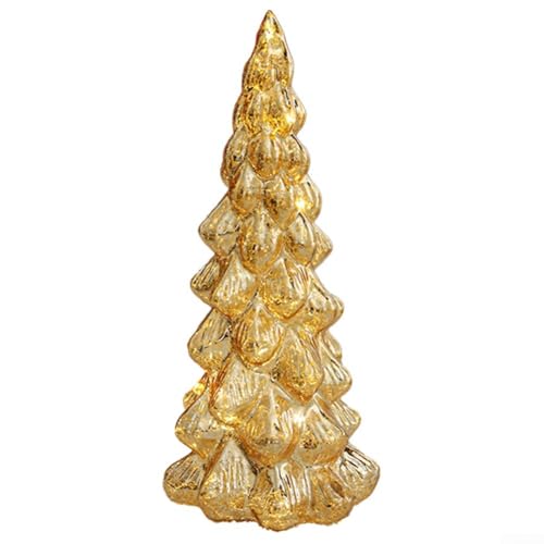 Bulevisiter Beleuchteter Glas-Weihnachtsbaum mit warmem Leuchten für Tischdekoration, festlicher Feiertagsmittelaufsatz für Zuhause, Bücherregal, Weihnachts-Nachtlicht (A) von Bulevisiter