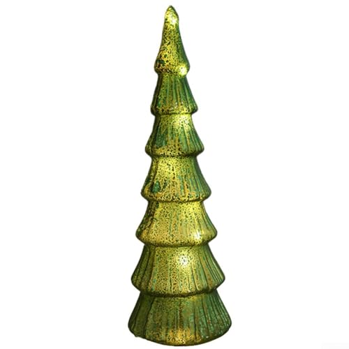 Bulevisiter Beleuchteter Glas-Weihnachtsbaum mit warmem Leuchten für Tischdekoration, festlicher Feiertagsmittelaufsatz für Zuhause, Bücherregal, Weihnachts-Nachtlicht (E) von Bulevisiter