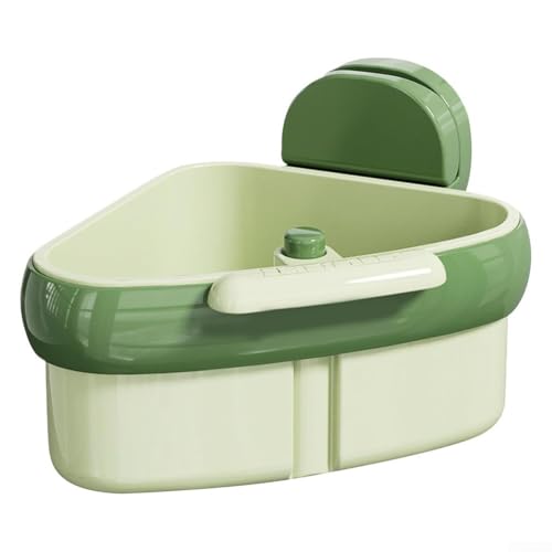 Bulevisiter Dreieckiges Eckregal mit Saugnapf, Siebkorb, automatischer Lebensmittelabfall, Küchenorganizer, Verstopfung, Werkzeug, Schwammhalter (grün) von Bulevisiter