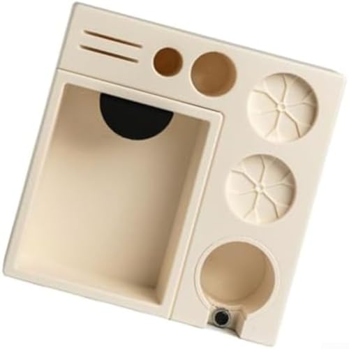 Bulevisiter Espresso Knock Box Organizer, All-in-One Kaffeestation Aufbewahrung für Tamper Distributor Korb Puck Screen Zubehör Anti-Rutsch-Basis (weiß) von Bulevisiter