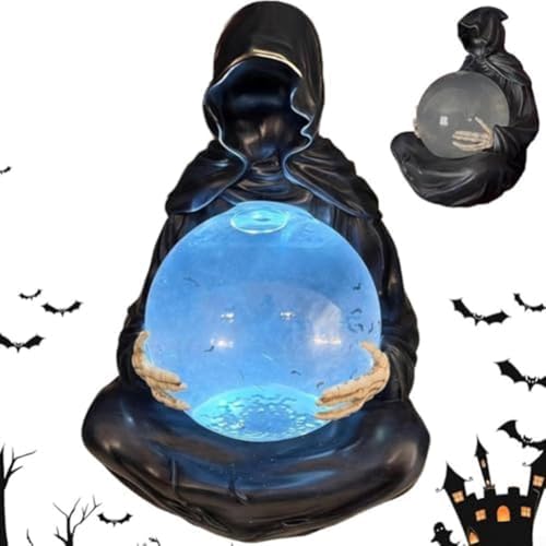 Bulevisiter Gothic Grim Statue mit schwebender leuchtender Kugel, Desktop-Dekoration, Halloween-Dekor, schwarz, 15 x 9 x 9 cm, Heimakzent für Display Bulevisiter Gothic Grim Statue mit schwebender leuchtender Kugel, Desktop-Dekoration, Halloween-Dekor, schwarz, 15 x 9 x 9 cm, Heimakzent für Display von Bulevisiter