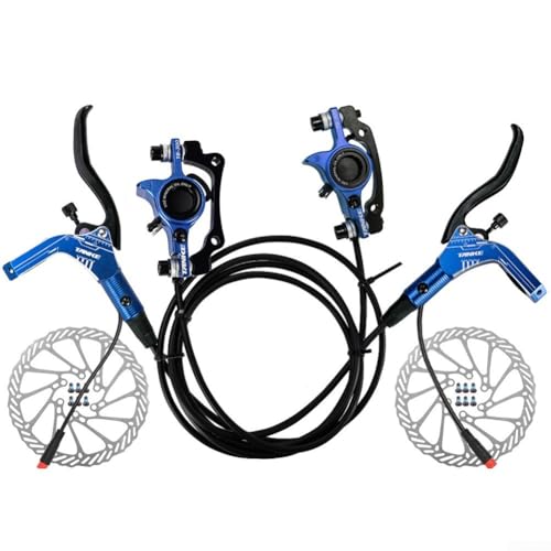 Bulevisiter Hydraulisches Scheibenbremsen-Set für E-Bike mit abgeschnittenem Bremshebel, vorne 890 mm, hinten, 1570 mm Linien, kompatibel mit 160 mm Rotoren, Aluminiumlegierung (blau) von Bulevisiter