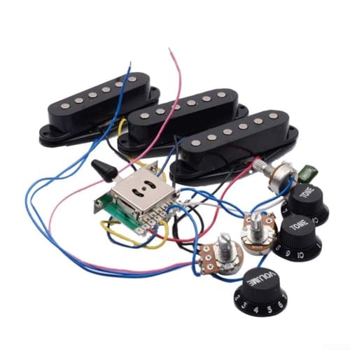 Bulevisiter Kabelbaum für E-Gitarren, vorverdrahtet, 5-Wege-Schalter, 2T1V, SSS-Tonabnehmer-Kabelsatz mit vorverdrahteten Komponenten, einschließlich 5-Wege-Schalter und Ton-Pots für ST-Serie von Bulevisiter