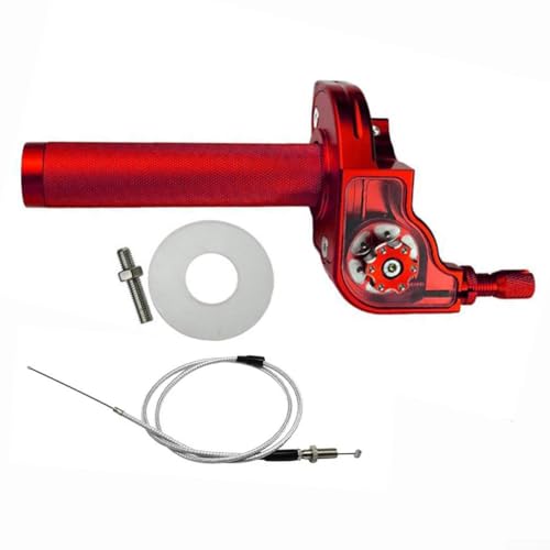 Bulevisiter Motorrad Gasgriffe, Aluminiumlegierung, Gasgriffabdeckung, transparenter Drehgriff mit Kabel, für 7/8 Zoll Lenker Fahrräder (rot) von Bulevisiter