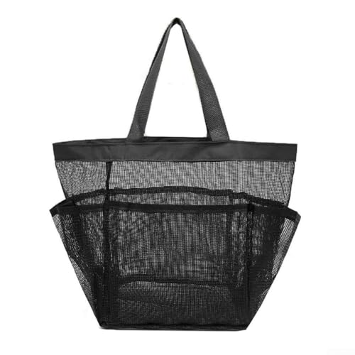 Bulevisiter Netz-Dusch-Organizer-Tasche mit Griff, tragbarer, schnell trocknender Badezimmerkorb für Wohnheim, Reisen, Schwimmen, Strand, Polyester, mehrere Taschen (schwarz) von Bulevisiter