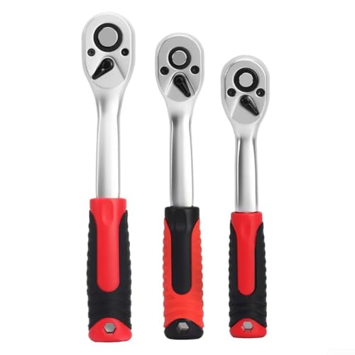 Bulevisiter Ratschenantrieb-Steckschlüssel mit 72-Zahn-Getriebe und Umschaltknarre, Schnellspanner für einfachen Steckschlüsselwechsel, ergonomisches Design mit Aufhängeloch (A) von Bulevisiter