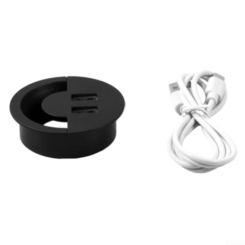Bulevisiter Runde Kabelführungstülle mit USB-Ladeanschlüssen, Schreibtisch-Drahtlochabdeckung, Tischauslass-Organizer für Computer-Arbeitsplatz (50 mm) von Bulevisiter