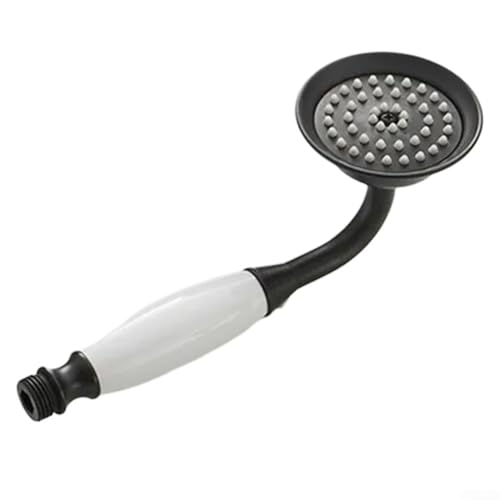 Bulevisiter Traditioneller Handbrause mit Regenfunktion, wassereffizient, Messingkonstruktion, Badezimmer-Sprühkopf, Chrom (schwarz) von Bulevisiter
