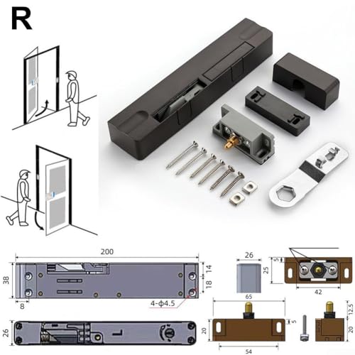 Dämpfungspuffer Türschließer Hydrauliklösung für Holztüren mit Sicherheitsfunktionen (Schwarz-Rechts) von Bulevisiter