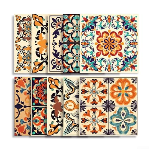 Dekorativer Wandaufkleber, Retro-Textur, für Küche, Badezimmer, Hintergrund, selbstklebend, PVC, wasserdicht, einfach zu installieren (15 x 15 cm) von Bulevisiter