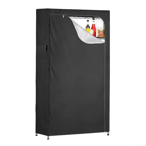 Draht-Regalabdeckung, 210D Oxford-Stoff, strapazierfähig, Aufbewahrungsregal, Staubschutz mit Reißverschluss und Seitentaschen, für Küche, Garage, Regale, schwarz (91,4 x 45,7 x 182,9 cm) von Bulevisiter