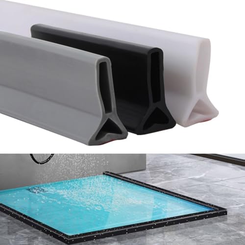 Dusch-Wassersperre aus Silikon mit rutschfester Funktion und flexibler Länge, um Wasseraustritt in Bad und Küche zu verhindern (grau, 100 cm) von Bulevisiter