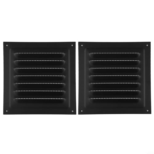 Edelstahlgitter, 15 x 15 cm, Luftzirkulationsabdeckung, Schutzgitter, Lüftungsgitter, für verbesserte HVAC-Effizienz und Luftstrom-Management (2 Stück, schwarz) von Bulevisiter