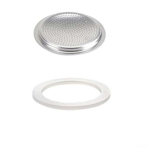 Ersatz-Dichtungsset für Kaffee-Mokkakanne aus Silikongummi, mit Filtersieb für Espressokocher, Kaffeemaschine, mehrere Größen erhältlich (3 Tassen + Sieb) von Bulevisiter
