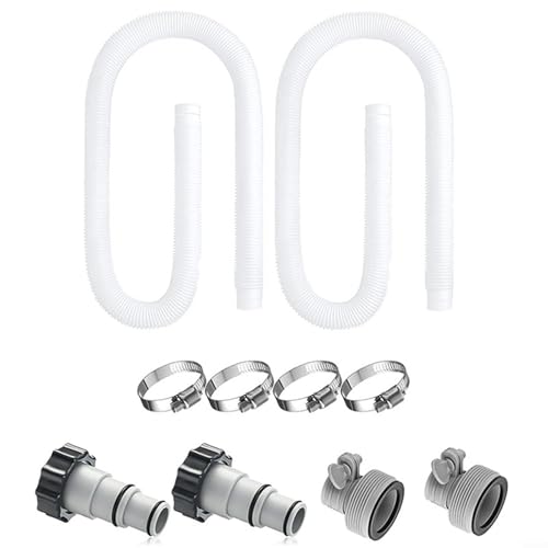 Ersatz-Poolschlauch-Set 1 5 Zoll für oberirdische Pools, mit Edelstahlklemmen und Adaptern für schnelle Installation (A) von Bulevisiter