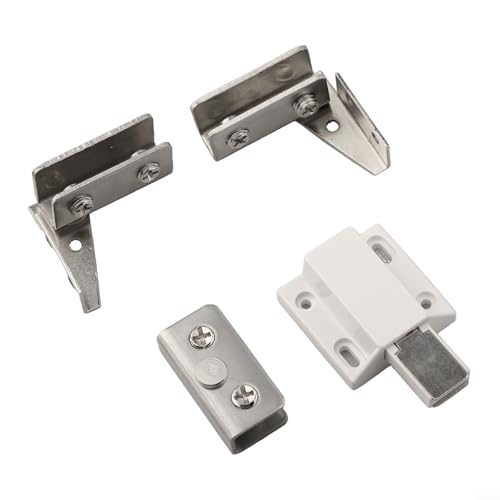 Glastürscharnier mit Doppelkopf-Magnetschnäpper aus Edelstahl zur Verwendung auf 5/8 mm dickem Glas und verschiedenen Türmaterialien (einzeln silber) von Bulevisiter