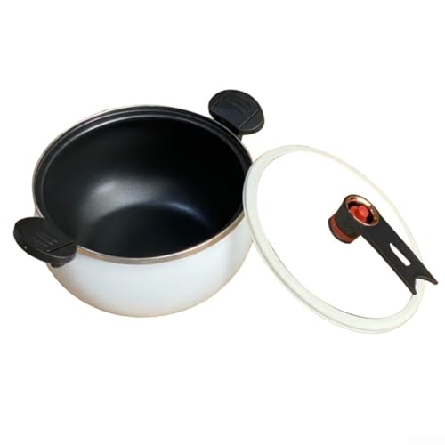 Großer 8 l weißer emaillierter Drucktopf mit Doppelgriff-Design, runder Kochtopf, antihaftbeschichtete Oberfläche für Familie, Zuhause, Küche, Suppe, Eintopf, Kochen (Silberweiß) von Bulevisiter
