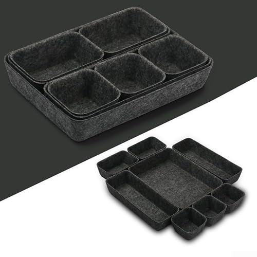Mehrzweck-Filz-Organizer-Box-Set für Kosmetik, Bürobedarf und Zubehör, Faserkonstruktion mit platzsparendem Design (dunkelgrau) von Bulevisiter